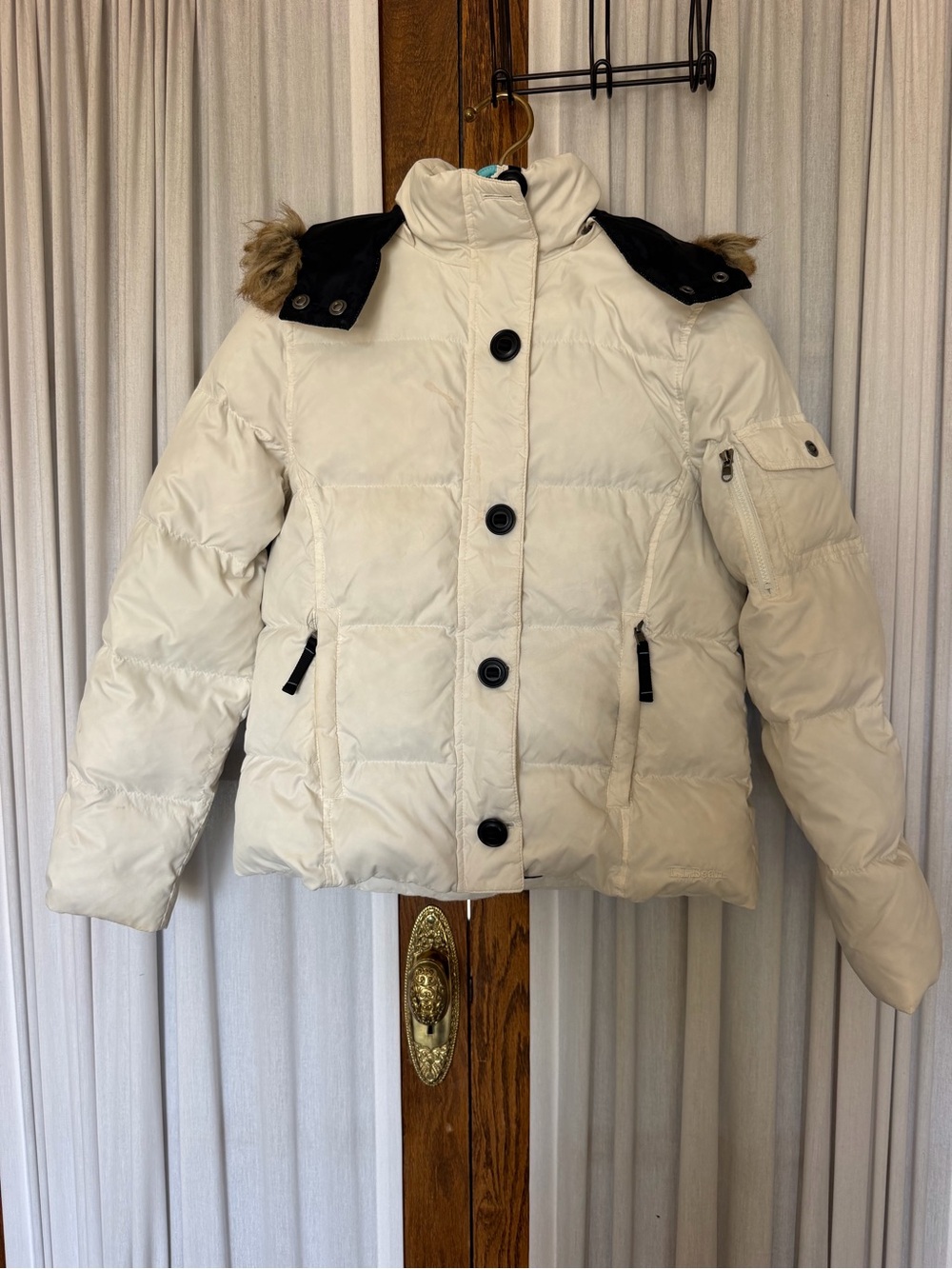 L.L. Bean Winter White Goosedown Hooded Parka